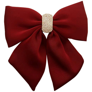 气质红色大号蝴蝶结头饰后脑勺发卡顶夹敬酒服发饰2025年新款发夹