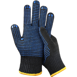 劳保手套耐磨加厚棉纱防滑棉线橡胶点胶工地干活透气工作搬运耐用