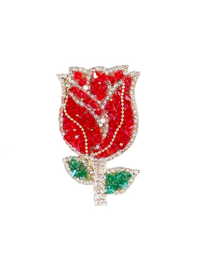 LYNNROMAN精致仿水晶红色玫瑰花胸针女大衣点缀胸花时尚百搭配饰