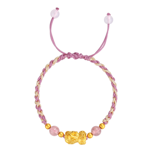 水贝黄金官方旗舰店足金999貔貅宝宝儿童手绳情侣手链小克重礼物