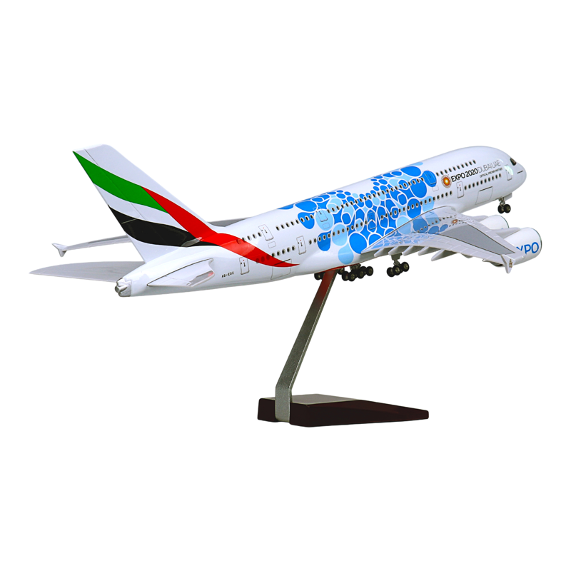 空客a380阿联酋航空世博号仿真飞机模型带轮子带灯光46厘米纪念品