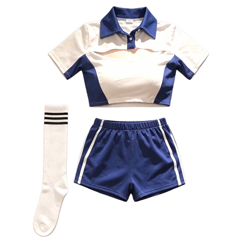 甜美日系显胸体操服啦啦队套装