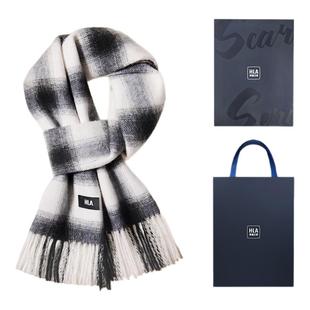 HLA/海澜之家绵羊毛男士围巾秋冬季保暖舒适礼盒装214情人节礼物