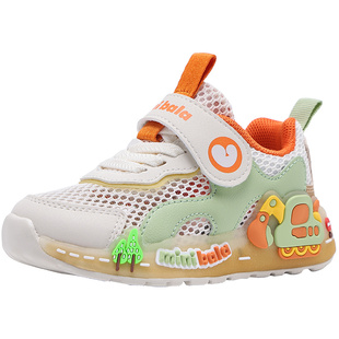 迷你巴拉【挖机单网透气带灯鞋】夏季新款男女童运动鞋小童休闲鞋