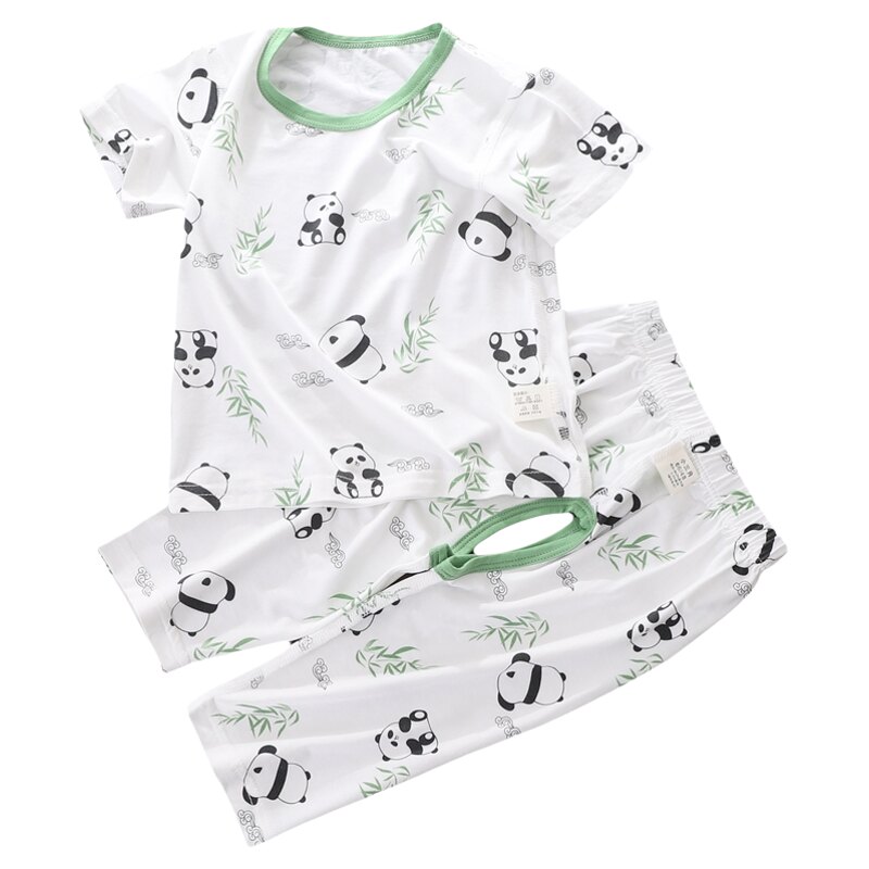 婴儿睡衣莫代尔薄款短袖空调服开裆长裤分体套装夏季宝宝夏装衣服
