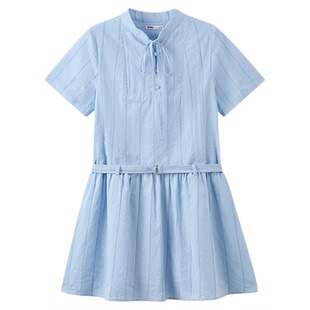 SPAO韩国同款夏季女士清新甜美简约日常系带短袖连衣裙