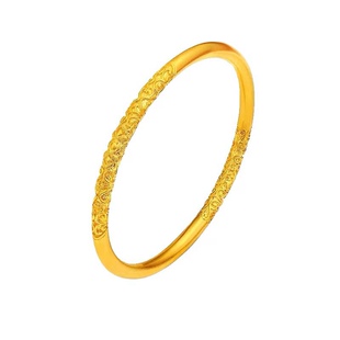 足金包银手镯素圈古法传承仿真黄金卷草纹镯子实心结婚首饰不掉色