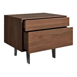 意式极简黑胡桃木色床头柜轻奢高级感网红替代现代简约创意床边柜