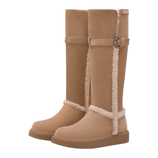 St&Sat/星期六秋冬绒里雪地靴翻面两穿骑士靴长靴女SSC4119CXB