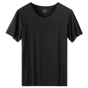 AUN爱优恩莫代尔冰丝短袖T恤男圆领纯色夏季新款衣服半袖体恤衫