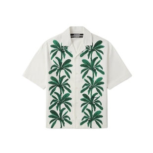 IT JACQUEMUS男装宽松短袖衬衫新款复古度假风植物图案装饰011585