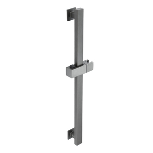 枪灰色免打孔花洒升降杆支架 太空铝增压淋浴花洒 黑色不锈钢软管