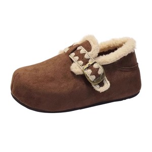 休闲厚底棉鞋女2025新款爆款冬季加绒勃肯鞋内增高一脚蹬豆豆鞋子