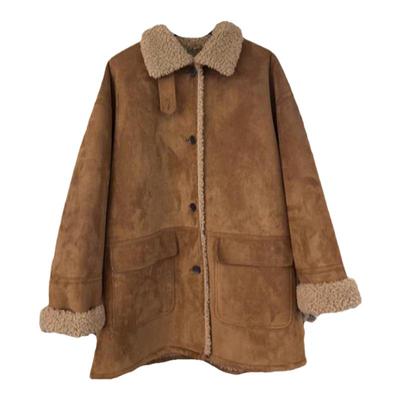 麂皮绒羊羔毛外套女2025冬季新款韩版气质显瘦宽松中长款保暖上衣