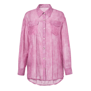 恩瑞妮商场同款2025秋季新款翻领休闲气质通勤显瘦长袖衬衫上衣