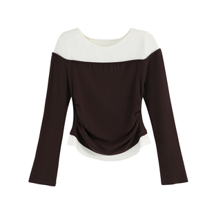 【商场同款】X--MOOM2026春季新款修身显瘦撞色拼接小个子针织衫