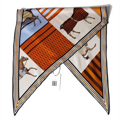 战马列队奇特菱形桑蚕高端方丝巾