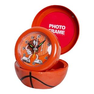 创意简约卡通小闹钟小男孩家用可折叠便携式小钟表篮球足球款闹表