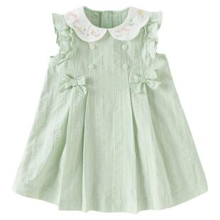 戴维贝拉女童小飞袖连衣裙2026新款夏装儿童A类纯棉裙子宝宝衣服