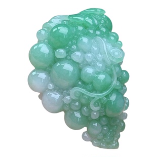 正品缅甸A货翡翠老种满绿精雕葡萄硕果累累挂件吊坠特色收藏送礼