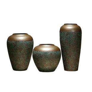 景德镇新中式陶瓷装饰品玄关客厅电视柜插花禅意餐桌干花花瓶摆件