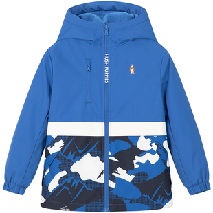 暇步士童装男童加绒风衣秋冬新款中大童保暖上衣儿童加厚连帽外套