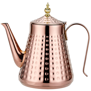 金色加厚不锈钢茶壶餐厅茶楼高品质泡茶水壶家用复古电磁炉烧水壶