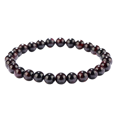 石榴石酒红色转运珠单圈水晶手串