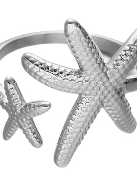 双层海星戒指开口不规则高级饰品