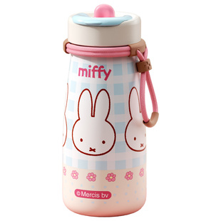 米菲保温杯女生可爱2025新款高颜值儿童学生上学专用便携吸管水杯