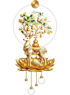 入户玄关装饰画福鹿葫芦LED带灯发光挂画轻奢客厅走廊过道墙壁画