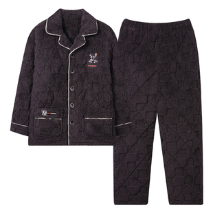 长毛绒睡衣男中青年大码保暖冬季珊瑚绒加厚男款2025新款家居服