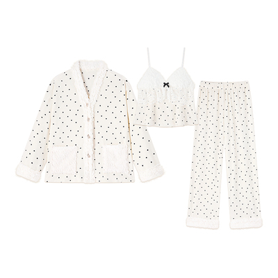 BE带胸垫波点海岛新品三件套女