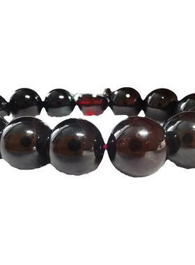 老矿天然水晶石榴石手链大珠串