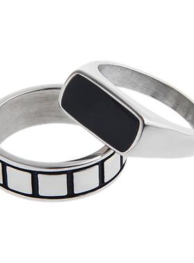 ins戒指小众轻奢暗黑钛钢男士