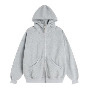 INSstudios 国潮美式复古「高领廓形连帽卫衣」宽松加绒拉链外套