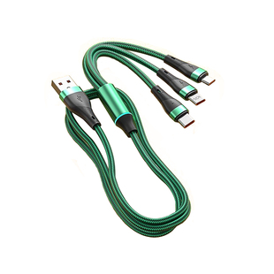 【两条装】100W一拖三数据线三合一超级快充充电线器车载多三头适用苹果华为typec安卓iPhone手机通用线闪充