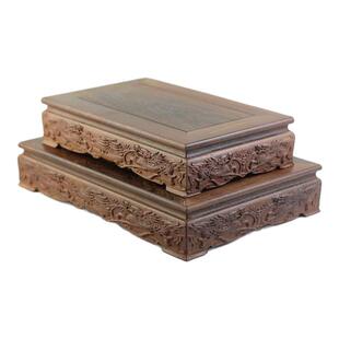 红木雕刻工艺品鸡翅木质长方形佛像摆件底座花瓶奇石头底座实木托