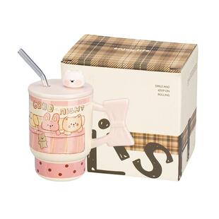 摩登主妇马克杯带盖生日礼物陶瓷杯吸管水杯女生高颜值杯子咖啡杯