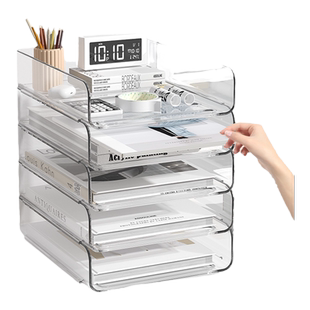 透明文件架文件放置架文件收纳架书本书桌文件架办公室工位文件架收纳架分层收纳架办公桌面置物架收纳资料架