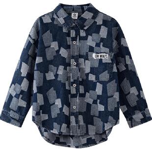 左西童装男童牛仔衬衫外套薄款儿童春装上衣2026新款男孩帅气衣服