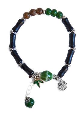 批发景德镇陶瓷手链国风竹节情侣爱心水滴铃铛国风民族风串珠饰品