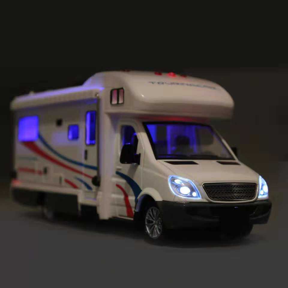 房车玩具车旅行露营房车模型2022新款儿童玩具合金车模声光汽车模