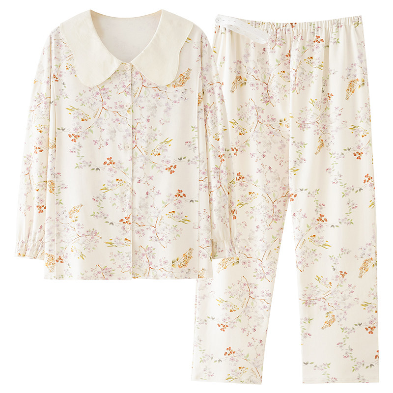 月子服睡衣女春秋款纯棉长袖