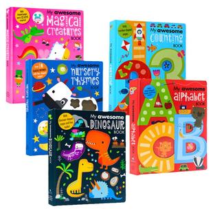 My Awesome 我的尖叫数字字母书系列My Awesome Alphabet Book 恐书龙 Dinosaur 英文原版绘本 有趣的创意学习书异型纸板书大开本