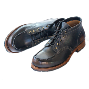 狩猎靴岩屋手造复古手工靴低帮短靴Horween皮料V底靴子男鞋工装鞋