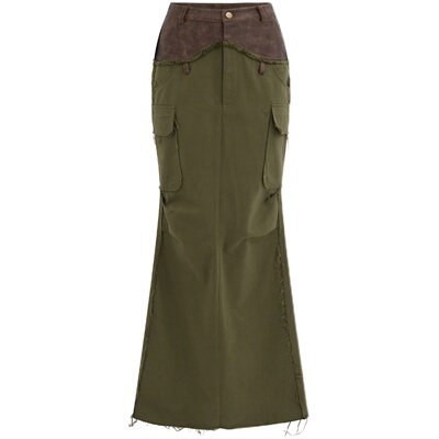 Bella时髦知识分子风工装长裙