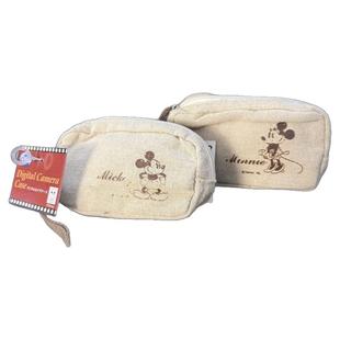 出口日本原单迪家可爱卡通亚麻布本色印花拉链小手包  尺寸 7*12