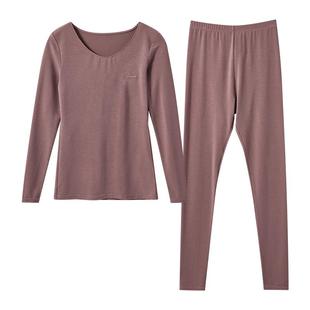 嫚熙保暖内衣套装秋冬女士纯棉圆领抗菌秋衣秋裤防静电打底衫套装