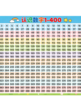 儿童认知识1-400数字墙贴挂图画